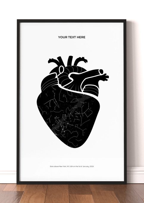 Anatomical Heart White and Black