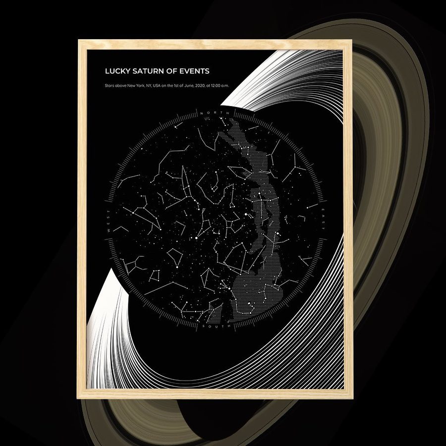 A Saturn inspired design for your star map memories