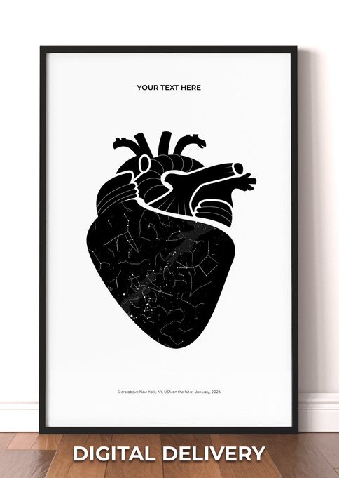 Anatomical Heart White and Black